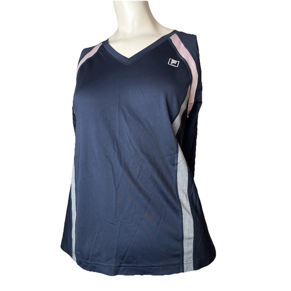 Fila Sport Women's Long Sleeve V Neck Poly Spandex Shirt Blue Pink Gray Small